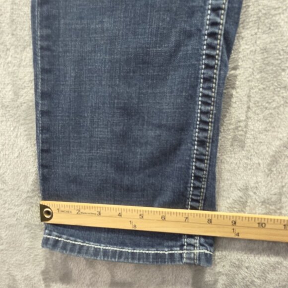 BKE Jeans Mens 30R Blue Carter Bootcut Demin Pants Faded Distressed STAIN - Picture 12 of 13